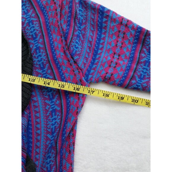 Stetson Intarsia Striped Cozy Cotton Knit Cardigan Sweater Top Size S Small - Picture 10 of 11